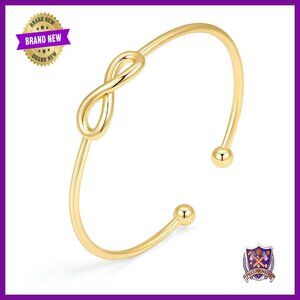 14K Gold Plated Adjustable Bangle Bracelet Infinity Love Knot Symbol